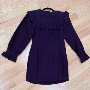 Navy DOEN Dress with Lace Details— needs zipper replaced